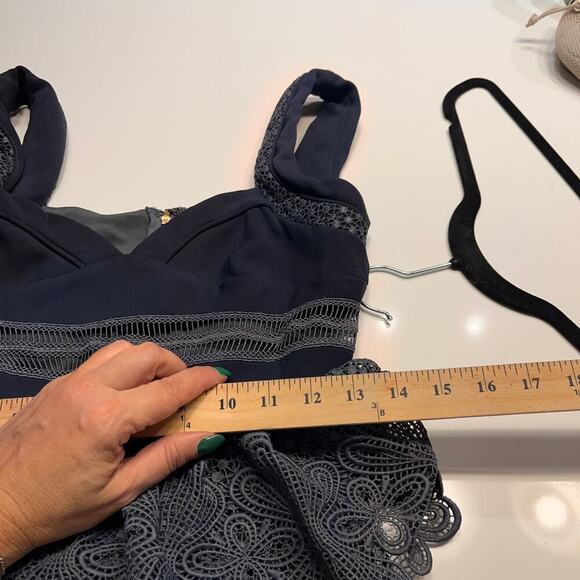 Self-Portrait Dark Blue Natalia Tiered Lace Dress - Picture 8 of 9